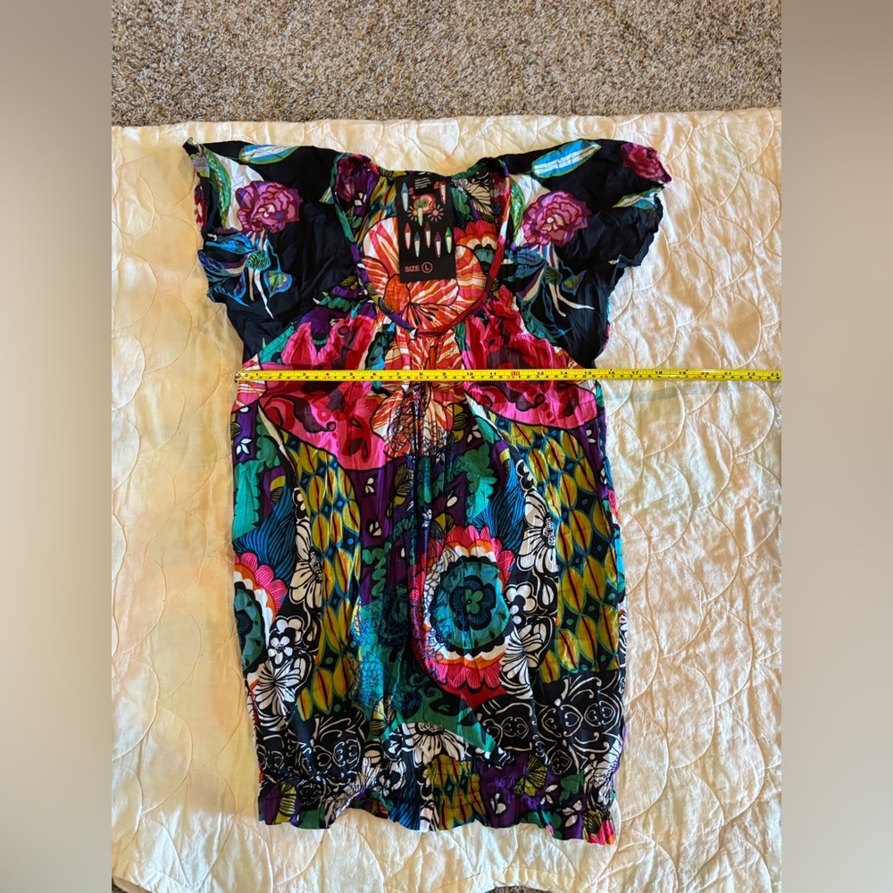 E4 Desigual Multicolor Floral Boho Blouse Size L - Picture 4 of 10